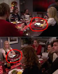 In The Office Angela Covered The Meat On Her Plate With A Napkin During The Dinner Party Episode Because She The Office Dinner Party Parks N Rec The Office