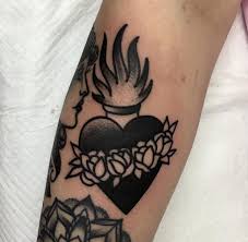 More images for traditional heart tattoo black » Pin By Max Marling On Ink Black Heart Tattoos Sacred Heart Tattoos Heart Tattoo