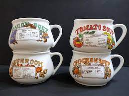 Vintage Wide Soup Mug With Recipe Tomato Soup Mushroom Soup Etsy Soup Mugs Mugs Soup