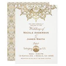 Gold Mandala White Modern Elegant Minimal Wedding Invitation Zazzle Com In 2021 Mandala Wedding Invitation Minimal Wedding Invitation Indian Wedding Invitation Cards