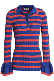 Metallic Striped Ribbed Knit Sweater