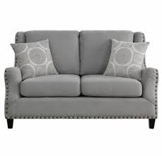 Kaufe sofas einfach online im home24 shop. Halton 2 Pc Gray Fabric Sofa Set With Nailheads By Homelegance