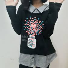 Dress anak perempuan catra pita kerah lucu baju anak perempuan usia 2 5 tahun size 135. Baju Atasan Kaos Lengan Panjang Anak Perempuan 10 11 12 13 Tahun Hitam Murah Preloved Shopee Indonesia