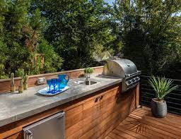 The lack of grout lines makes concrete counters easier to seal and keep clean than tile. Outdoor Kitchen With Concrete Countertops Modern Terrasse Atlanta Von Boyce Design And Contracting Houzz