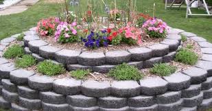 Two Tiered Retaining Wall Brick Raised Island Bed Raised Garden Lawn And Garden Fresh Herbs Garden