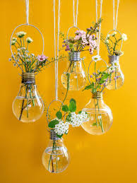 Spring Flowers Upcycle That Spring Diy Projects Wall Vase Decor Hanging Light Bulbs