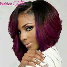 Black And Purple Ombre Wig Purple Ombre Wig Two Tone Ombre Purple Full Lace Human Hair Ombre Wigs Lace Front Bangs Magenta Hair Short Bob Hairstyles Magenta Hair Colors