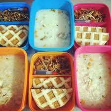 Bubur Ayam Ikan Bilis Goreng Waffle Waffles Food Breakfast