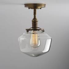 Schoolhouse Style 8 Clear Glass Shade Flush Or Etsy Light Fixtures Flush Mount Hallway Light Fixtures Glass Shades