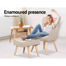 Nothing says 'there's no place like home' like a good book and comfortable armchair next to your bookshelf and surrounded by favourite. Artiss Lansar Lounge Chair Ottoman Armchair Beige Buy Accent Chairs 9355720052039