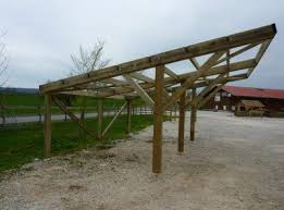 Carport Monopente Poteaux En Y 6mx6m Abri De Jardin Bout De Bois Preau