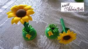 Caneta De Flor De Eva Passo A Passo Adrinarte Canetas Decoradas Com Girassol Em Eva Girassol De Eva Canetas Decoradas Em Eva Canetas Decoradas