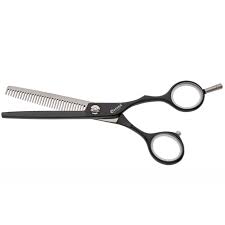Next, thin the hair between your fingers by opening and closing the blades. Thinning Scissors Cerena Noir With A Black Matt Surface