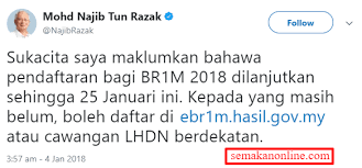 Pemohon baru ataupun yang telah mendaftar brim boleh membuat permohonan atau mengemaskini bantuan rakyat 1 malaysia(brim) secara online bermula dari 27 november lepas sehingga 31 disember ini. Pendaftaran Br1m 2018 Dilanjutkan Sehingga 25 Januari