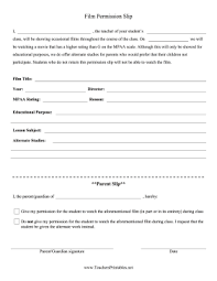 Permission For Movies Permission Slip Middle School Movie Letter To Parents
