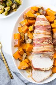 Place the pork with the remaining marinade and add the chicken stock. Slow Cooker Bacon Wrapped Pork Loin Roast Paleo Whole30 The Healthy Consultant