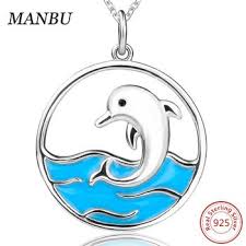 925 Sterling Silver Blue Enamel Dolphin Pendant Necklace Sterling Silver Necklace Sterling Sil Silver Necklace Simple Mens Silver Necklace Pineapple Jewelry