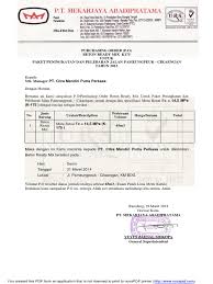 Surat ini bisa dibuat atas inisiatif perusahaan, atau sebagai balasan atau surat permintaan penawaran yang dibuat oleh calon pembeli. Contoh Surat Permintaan Penawaran