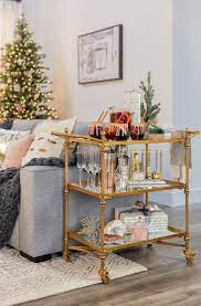 The Dreamiest Holiday Bar Cart Set Up Ever Bar Furniture Living Room Bar Gold Bar Cart