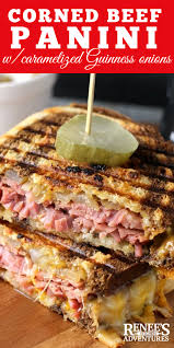 Corned Beef Panini With Caramelized Guinness Onions Renee S Kitchen Adventures Easy Recipe For Corned Beef Recipes Corned Beef Sandwich Best Panini Recipes