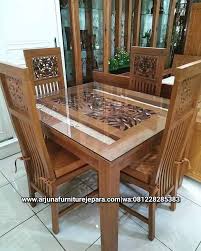 Set Kursi Meja Makan Minimalis Ukir Jepara Arjuna Furniture Jepara Mebel Jati Ukiran In 2020 Wooden Sofa Set Designs Dinner Tables Furniture Furniture