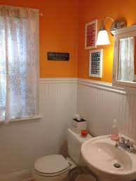Orange Bathroom Our Tangerine Powder Room Orange Bathrooms Brown Bathroom Orange Bathroom Accessories