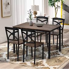 French farmhouse tables old pine kitchen tables antique refectory tables antique french farmhouse kitchen table. Amazon Com Merax 5 Piece Dining Table Set Industrial Style Wood Dining Set With Metal Frame Kitchen Table With 4 Chairs Antique Brown Table Chair Sets