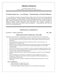 Production Supervisor Resume Examples Manager Resume Resume Objective