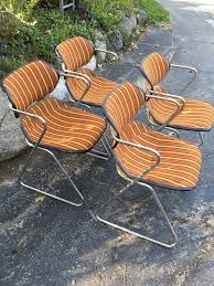 Four Mid Century Stacking Chairs Hugh Acton American Seating Striped Padded Ebay Stacking Chairs Mcm Decor Chair