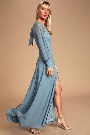 Astra Slate Blue Lace Long Sleeve Backless Maxi Dress In 2020 Maxi Dress With Sleeves Backless Maxi Dresses Stunning Dresses