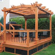 Outdoor Living Today 10 Ft X 12 Ft Arched Breeze Cedar Pergola With Retractable Canopy Bz1012archwrc The Home Depot Outdoor Pergola Pergola Patio Pergola Plans
