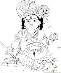 Baby krishna coloring pages playing flute. Lord Krishna Dot To Dot Printable Worksheet Connect The Dots Coloring Home