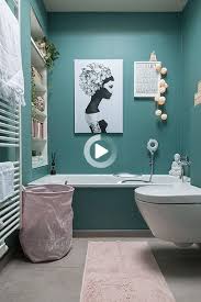 They aren't the bright seafoam green as pictured. Fruhlingshaftes Bad In Tuerkis Und Rosa Schon Bei Dir By Depot In 2021 Seafoam Green Bathroom Blue Feature Wall Bathroom Colors