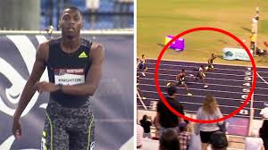 He's flying around the curve. Athletics Teen Erriyon Knighton Breaks Usain Bolt Record