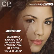 Roxana Menendez, salvadoreña ganadora del Premio Internacional de Poesía  José Hierro, en España, por su obra “Las Bañistas”. En el certamen  participaron 630 libros. LEA:  https://www.contrapunto.com.sv/escritora-salvadorena-gana-premio-internacional-de  ...