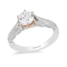 Enchanted Disney Princess 1 1 4 Ct T W Diamond Crown Vintage Style Engagement Ring In 14k Two Tone Gold Zales In 2020 Vintage Style Engagement Rings Unique Engagement Rings Disney Engagement Rings