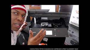 Do not perform any other operations until the printer completes the printing of the print head alignment pattern. Canon Pixma Tr7550 Changing Ink Cartridges Print Alignment Head Youtube