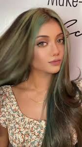 Ash Green + Ash Brown Balayage Highlights