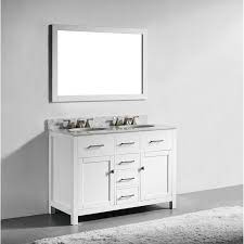 It is made of solid oak wood and brushed nickel hardware. 48 Inch White Finish Solid Wood Double Sink Bathroom Vanity With Soft Closing Drawers And Mirror Overstock 12382377