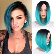 Black And Blue Bob Wig Amazon Com Fchw Wig Ombre Wig For Women Black Blue Glamour Madam Bob Wig Short Straight Female Wig Straight Hairstyles Straight Bob Hairstyles Long Hair Wigs