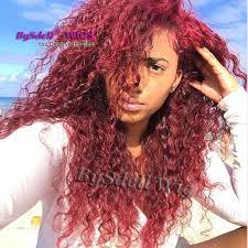 This dark to light short red hair ombre was created by colorist irina tuga of okemos, mi. Gorgeous Natural Kinky Curly Hair Heat Resistant Wig Synthetic Burgundy Red Hair Dark Swiss Lace Front Wigs For Chocolate Skin Women From Tthouse2 45 83 Dhgate Com