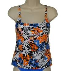 Details About Island Escape Floral Push Up Tankini Top Size 8 Swimsuit New