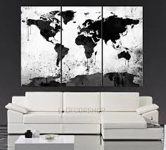 Cheap Black And White Canvas Prints Large Black White World Map Canvas Print 3 Piece Watercolor Splash Map Large Canvas Wall Large Canvas Wall Art Three Piece Wall Art Black And White Wall Art
