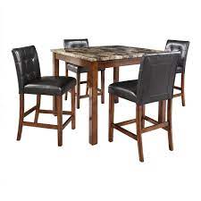 The dining table is where we spent time with our family and guests. Dorel Living Laurel Transitional 5 Piece Black And Brown Counter Height Dining Set With Faux Marble Table Top Fa7241 The Home Depot
