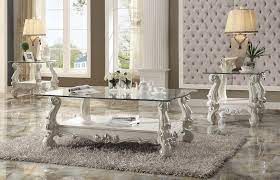 Check out this curated list of top 10 coffee table sets 2019. 3 Piece Acme Versailles Glass Top Coffee Table Set Bone White Finish Usa Furniture Online