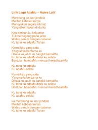 Maafkan aku kerna berhenti mencuba untuk cinta ini dan aku. Lirik Lagu Adamu