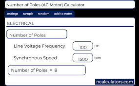 number of poles ac motor calculator