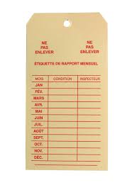 You should inspect your extinguishers monthly and note the date of each inspection and the initials of the person performing it on each extinguisher's tag. Cardstock Monthly Inspection Tags Labelling In French 1 Year