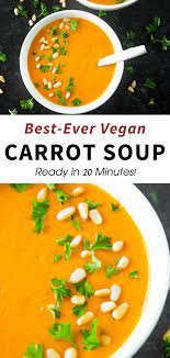 Best Ever Vegan Carrot Soup Recipe Carrot Soup Recipes Bisque Soup Recipes Carrot Ginger Soup Recipe