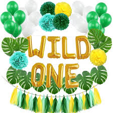 Jungle themed 1st birthday party. Wild One Balloons Banner Birthday Decorations Party Supplies For 1st Birthday Boy Girl Safari Jungle Theme Party Supply Motion Life Balloons Home Kitchen Waterfordcounseling Com